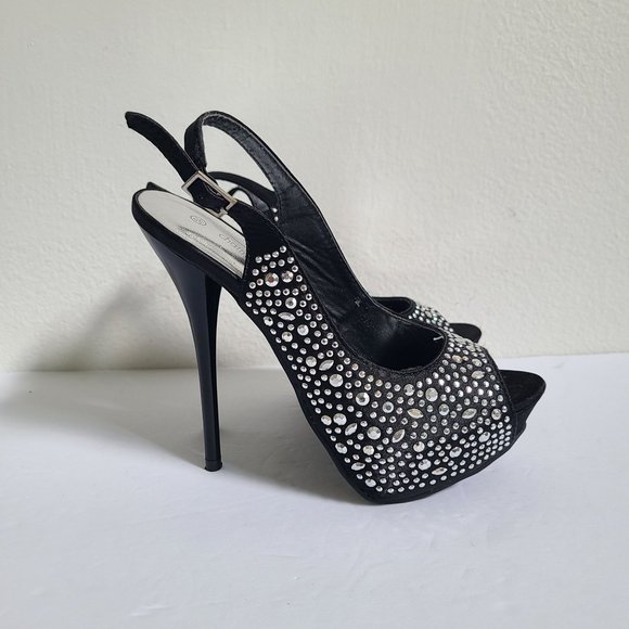 Charming Charlie studded Platform Black heels,SZ 5.5 - Picture 1 of 9